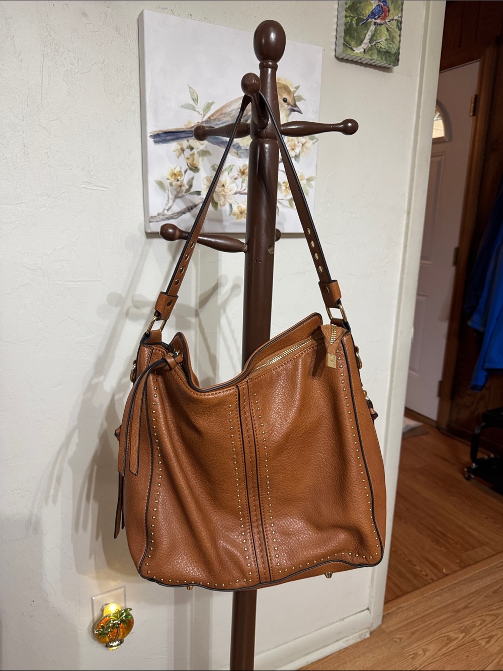 Montana West Classic Studded Hobo Bag in Cognac Brown conceal carry bag